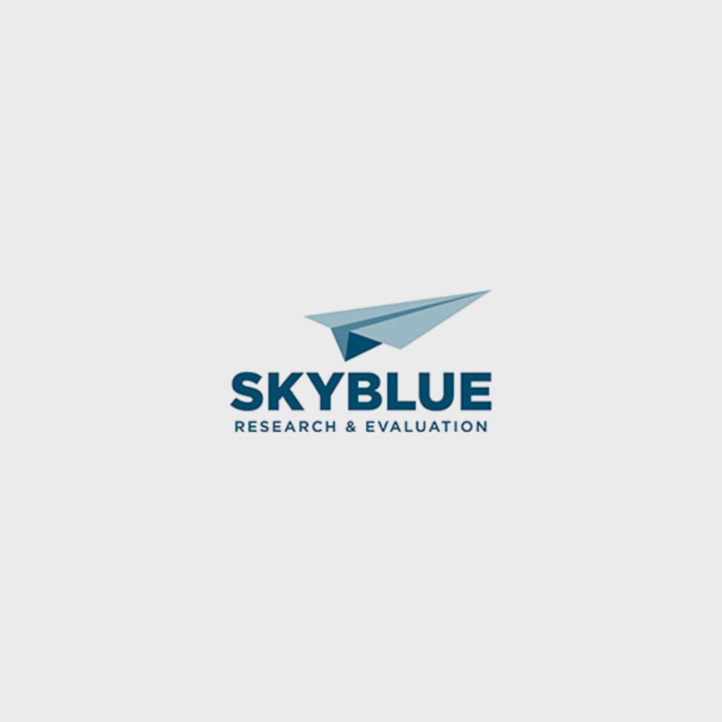 dark blue text logo, across two lines, with a graphic of a paper aeroplane in light and dark blue in the centre above, all against a light grey background